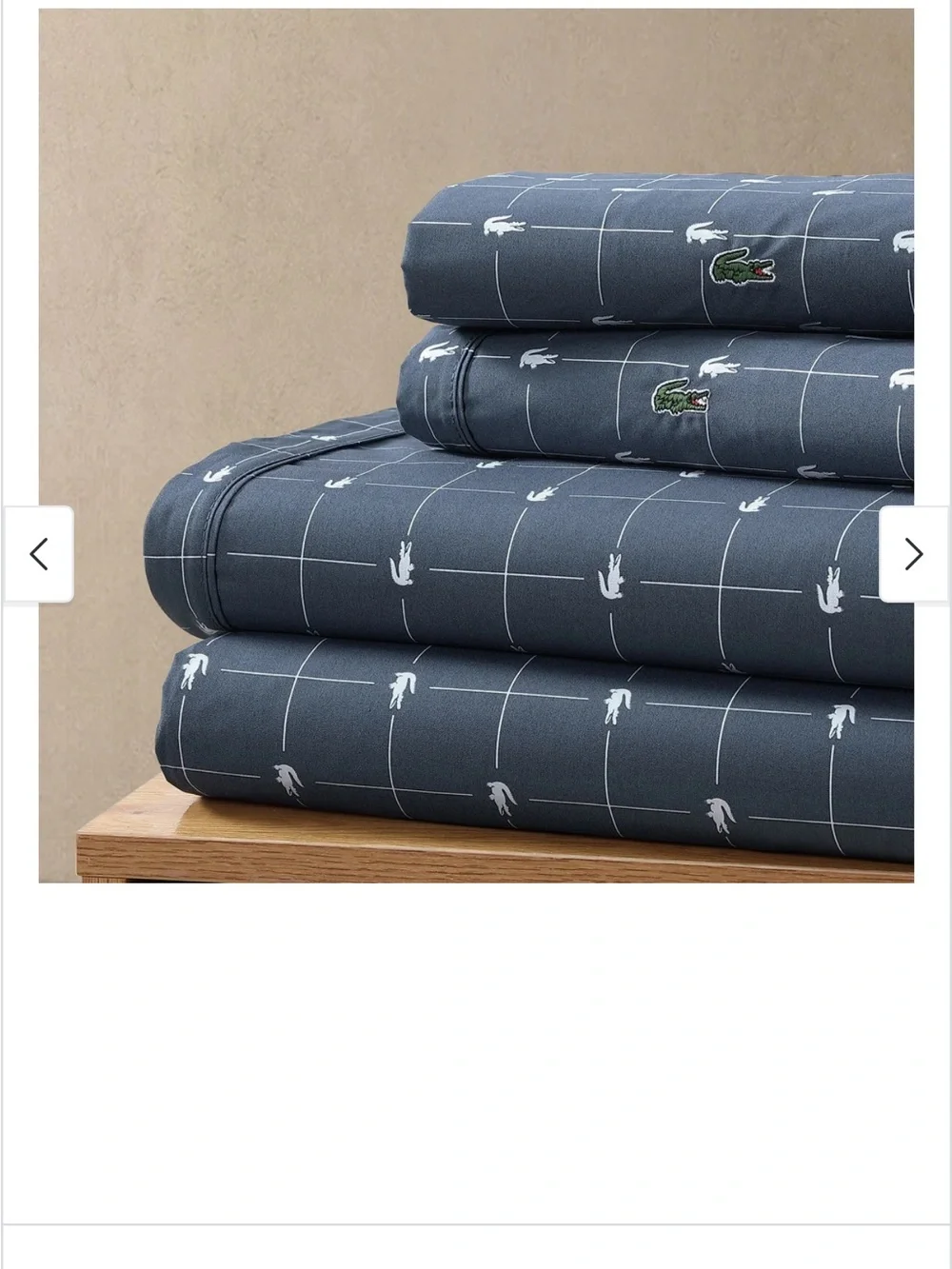 Lacoste Navy Grid & Crocodile Motif Queen Sheet Set